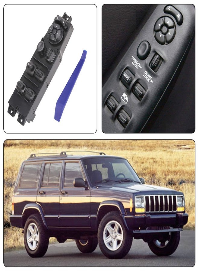 Obaee Master Window Switch Power Control Button Front Left Driver Side Compatible with Jeep Cherokee 1997 1998 1999 2000 2001 Replacement OEM 56009449AC 56009449AB 68171681AA 1 Auto Button Green light - Image 5